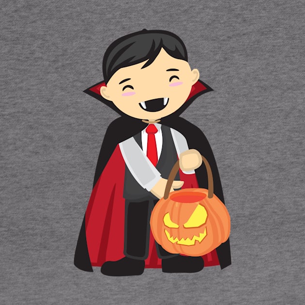 Cute Vampires Funny with Pumpkin Halloween Design by Uncle Fred Design